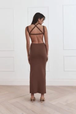 San Sloane Celia Midi Dress Chocolate 10 San Sloane Celia Midi Dress Chocolate