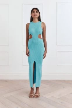 San Sloane Talia Rib Midi Dress Marine Blue