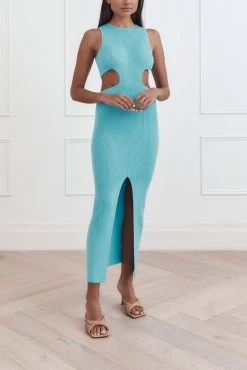 San Sloane Talia Rib Midi Dress Marine Blue