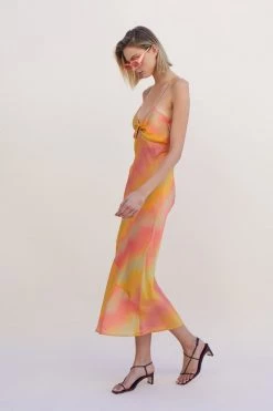 New Arrivals Suboo Sundown Twist Front Slip Dress