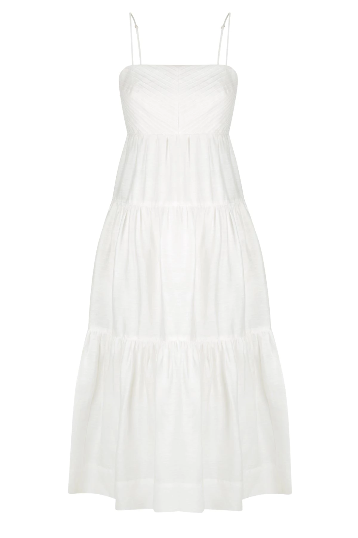 Shona Joy Maya Pin Tuck Open Back Tiered Midi Ivory 8 Shona Joy Maya Pin Tuck Open Back Tiered Midi Ivory