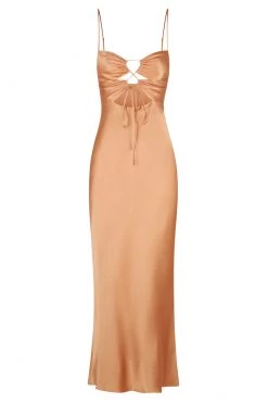 Shona Joy Eloise Lace Up Midi Dress Caramel 14 Shona Joy Eloise Lace Up Midi Dress Caramel