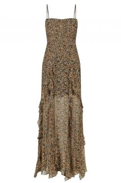 Shona Joy Paloma Ruched Frill Maxi Dress