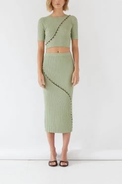 Sets Sovere Swerve Knit Midi Skirt Winter Green