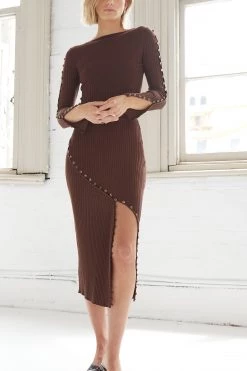 Sets Sovere Swerve Knit Midi Skirt Chocolate