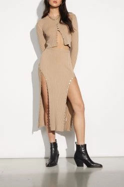 Sovere Aspect Knit LS Top Biscuit