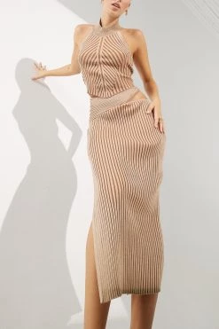 Sovere Pivot Knit Midi Skirt Copper