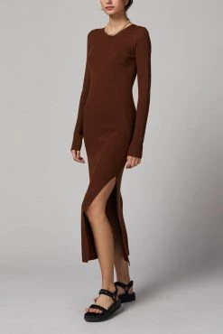 Bec And Bridge Freya LS Knit Midi Dress Copper