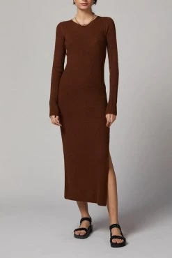 Bec And Bridge Freya LS Knit Midi Dress Copper