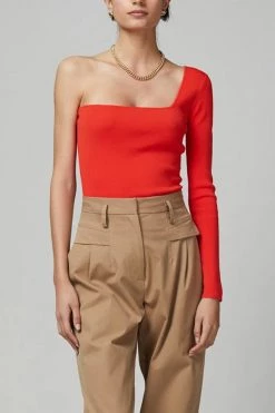 Bec And Bridge Astrid LS Asym Knit Top Chilli