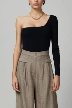Bec And Bridge Astrid LS Asym Knit Top Black