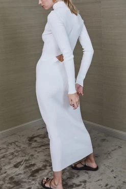 Bec And Bridge Lillian Rib Knit Midi Dress Ivory