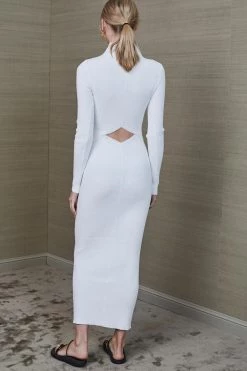 Bec And Bridge Lillian Rib Knit Midi Dress Ivory