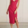 Bec And Bridge Valentine V Midi Dress Hot Pink