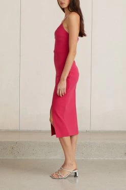 Bec And Bridge Valentine V Midi Dress Hot Pink