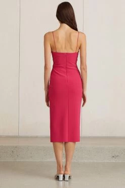 Bec And Bridge Valentine V Midi Dress Hot Pink