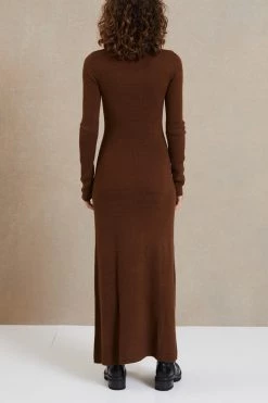 Bec And Bridge Freya LS Knit Maxi Dress Chocolate