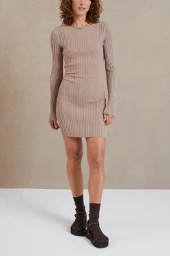 Bec And Bridge Lyla Knit LS Mini Dress Fawn