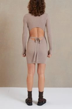 Bec And Bridge Lyla Knit LS Mini Dress Fawn