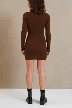 Bec And Bridge Freya LS Knit Polo Mini Chocolate