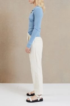 Bec And Bridge Freya Knit LS Polo Sky Blue