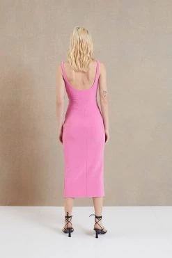 Bec And Bridge Karina Tuck Midi Dress Pink