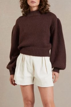 Bec And Bridge Celeste Tuck Knit Jumper Chocolate
