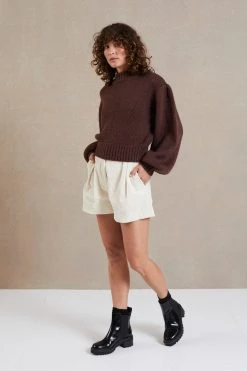 Bec And Bridge Celeste Tuck Knit Jumper Chocolate