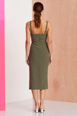 Bec And Bridge Amelie Cup Midi Dress Sage