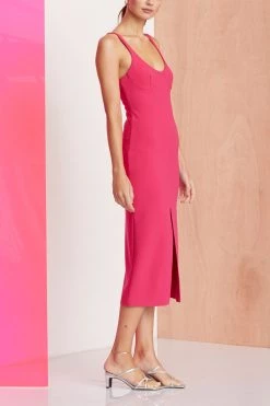 Bec And Bridge Amelie Cup Midi Dress Magenta