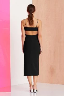 Bec And Bridge Amelie Panel Midi Dress Black