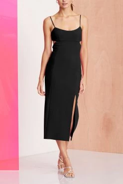 Bec And Bridge Amelie Panel Midi Dress Black