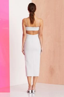 Bec And Bridge Amelie Panel Midi Dress Silver