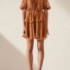 Shona Joy Ambra Puff Sleeve Drawstring Mini Dress