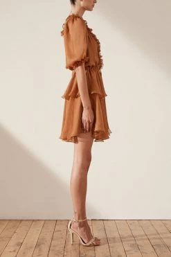 Shona Joy Ambra Puff Sleeve Drawstring Mini Dress