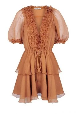 Shona Joy Ambra Puff Sleeve Drawstring Mini Dress