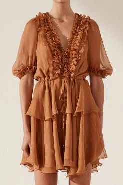 Shona Joy Ambra Puff Sleeve Drawstring Mini Dress