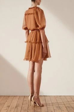 Shona Joy Ambra Puff Sleeve Drawstring Mini Dress