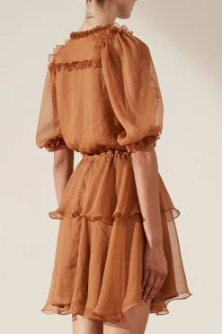 Shona Joy Ambra Puff Sleeve Drawstring Mini Dress