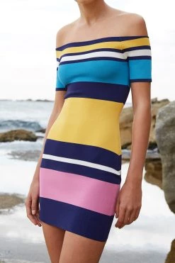 By Johnny Coloured Lines Mini Dress