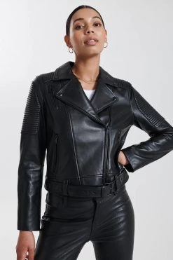 Ena Pelly Classic Biker Jacket Smooth Black Black New Arrivals