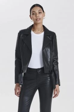 Ena Pelly Classic Biker Jacket Smooth Black Black New Arrivals