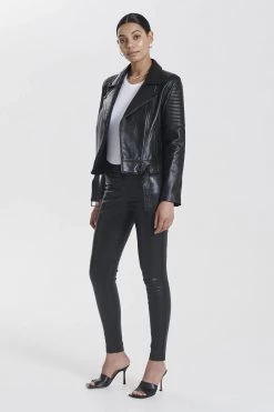 Ena Pelly Classic Biker Jacket Smooth Black Black New Arrivals