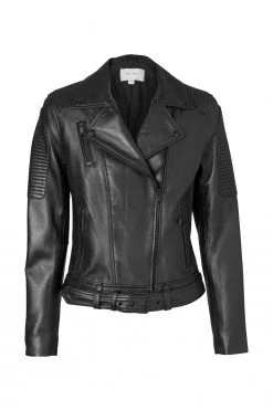 Ena Pelly Classic Biker Jacket Smooth Black Black New Arrivals