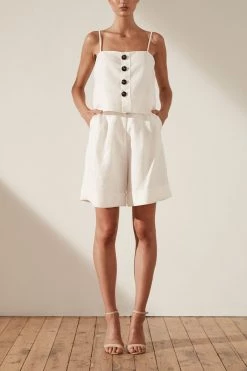 Shona Joy Gaia Button Up Cropped Camisole Ivory