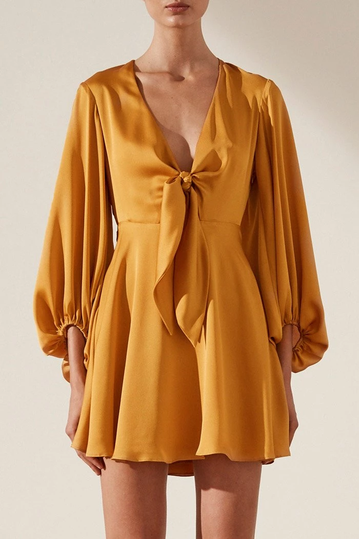 Shona Joy Oro Tie Front Mini Dress 8 Shona Joy Oro Tie Front Mini Dress