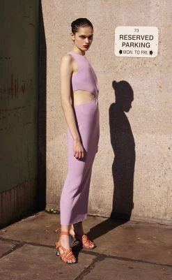 Bec And Bridge Riviera Knit Twist Midi Dress Lilac