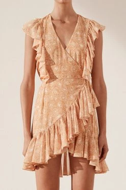 Shona Joy Siena Ruffle Wrap Mini Dress