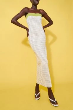 By Johnny Isabella Check Strapless Dress