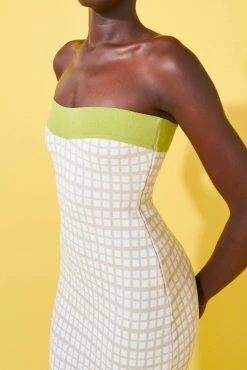 By Johnny Isabella Check Strapless Dress